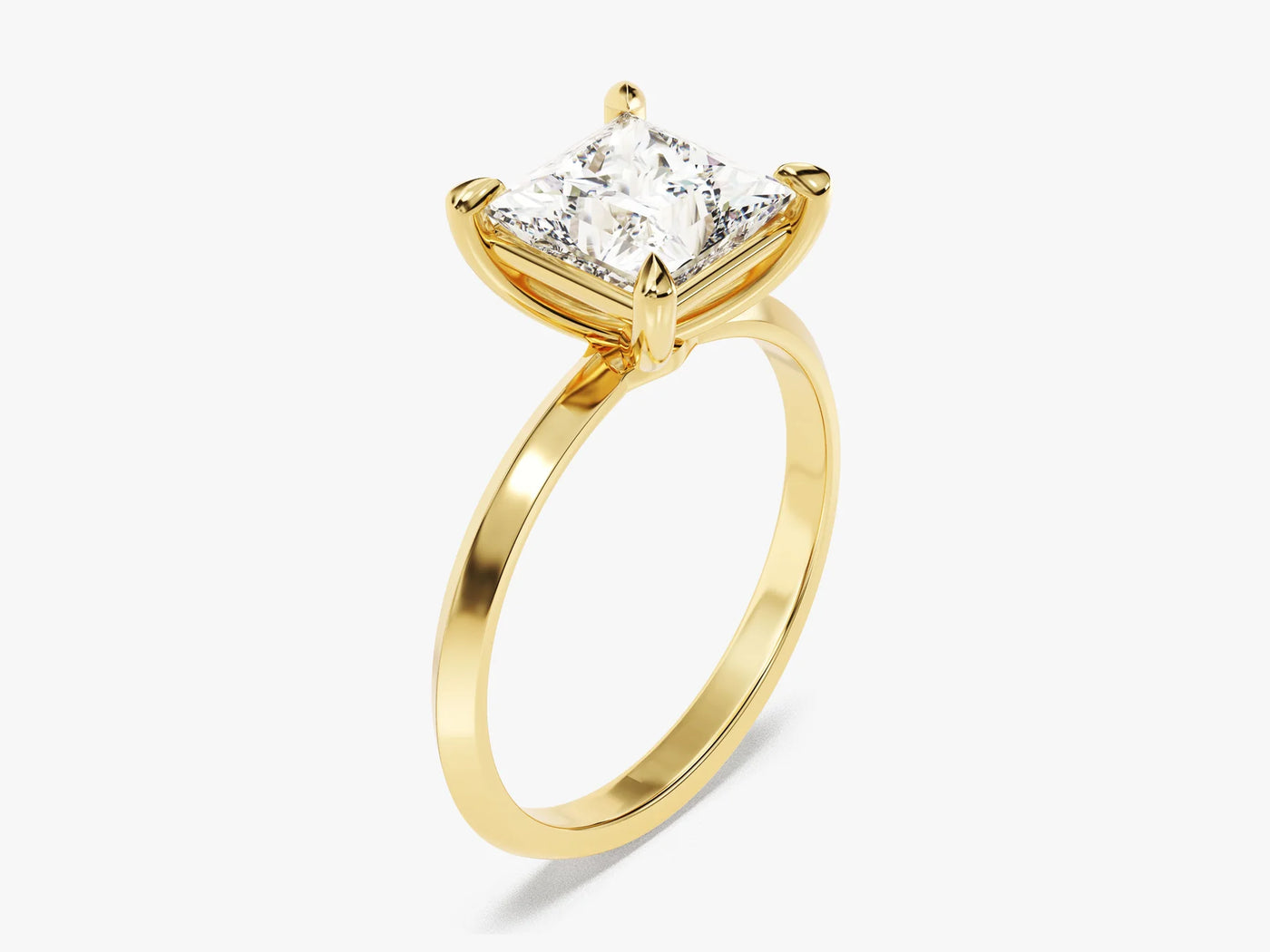 2.0CT Princess Diamond Kinfe Edge Solitaire Moissanite Engagement Ring