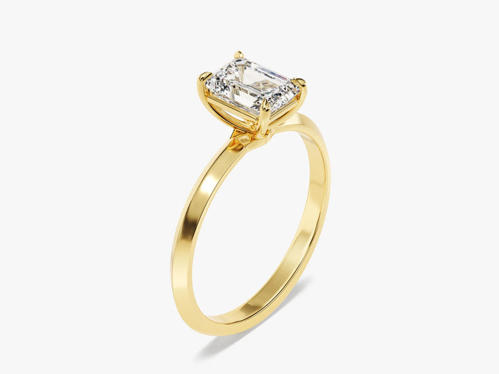 1.0CT Emerald Diamond Knife Edge Solitaire Moissanite Engagement Ring
