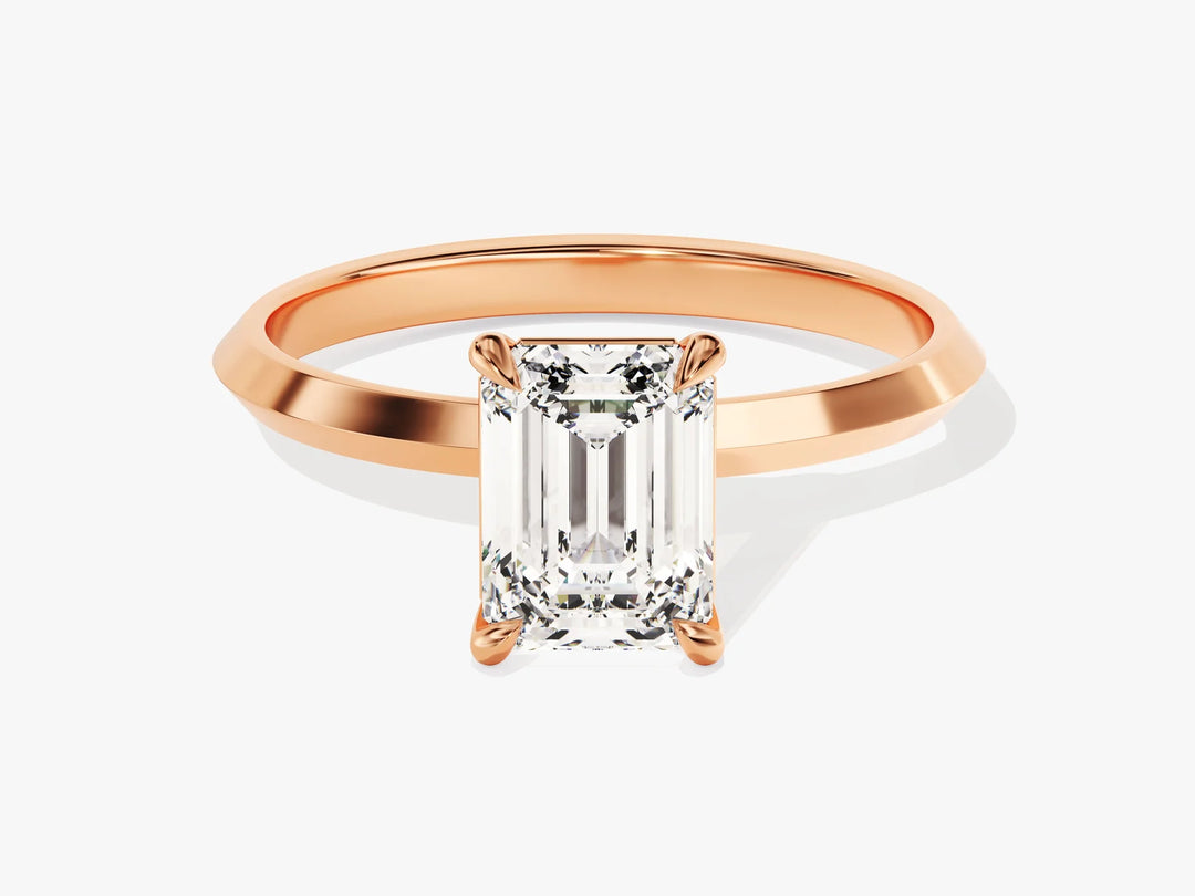 1.50CT Emerald Diamond Knife Edge Solitaire Moissanite Engagement Ring