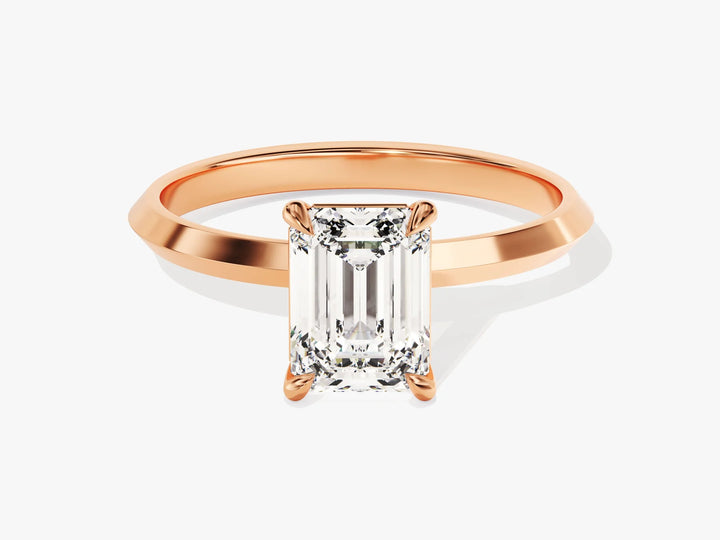 1.50CT Emerald Diamond Knife Edge Solitaire Moissanite Engagement Ring