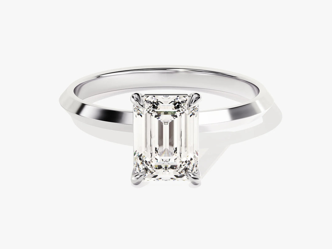 1.50CT Emerald Diamond Knife Edge Solitaire Moissanite Engagement Ring