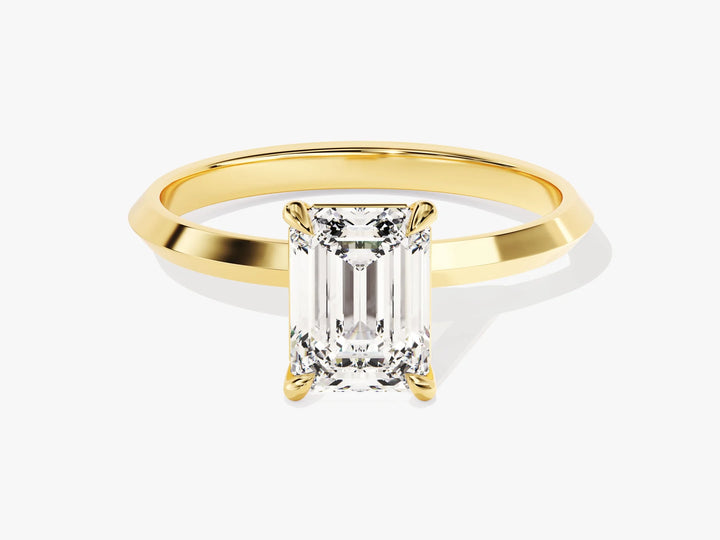 1.50CT Emerald Diamond Knife Edge Solitaire Moissanite Engagement Ring