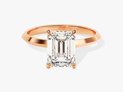 2.0CT Emerald Diamond Kinfe Edge Solitaire Moissanite Engagement Ring