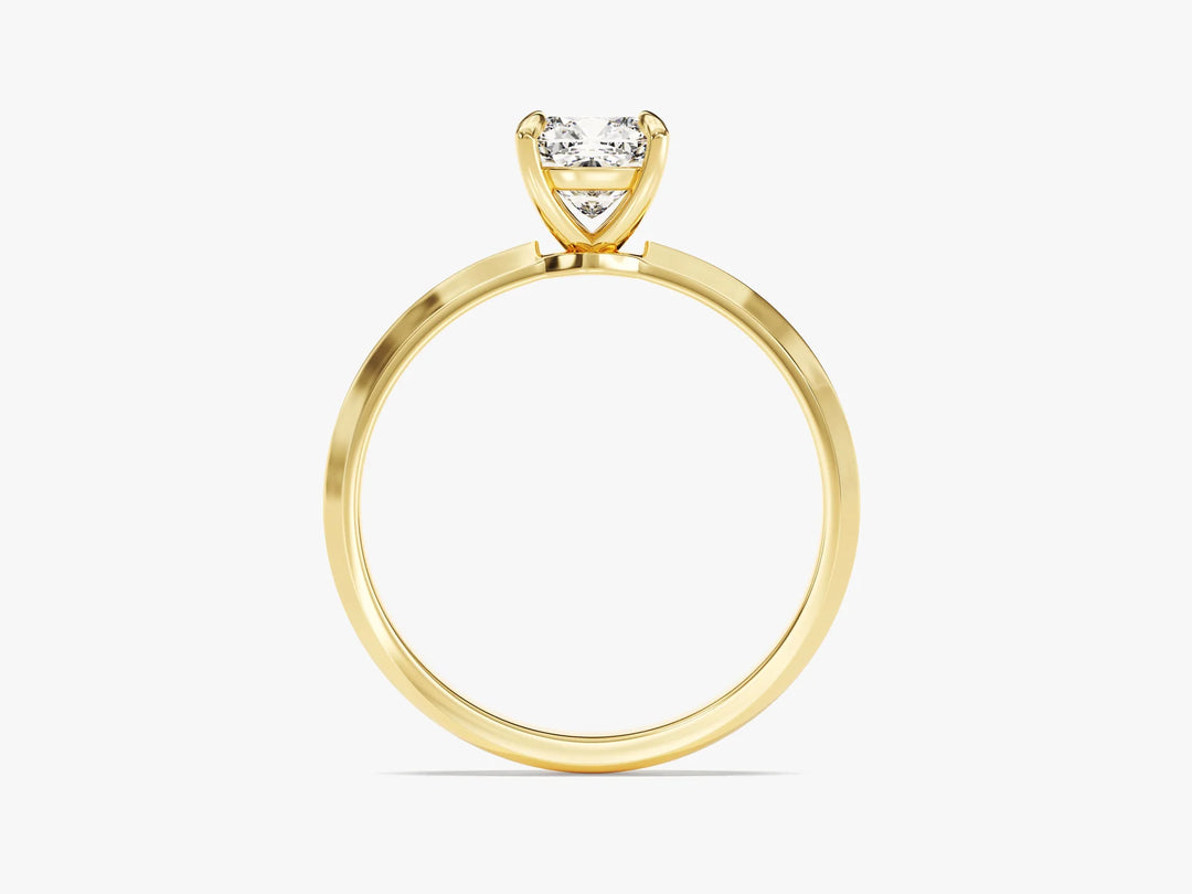 1.0CT Cushion Diamond Knife Edge Solitaire Moissanite Engagement Ring