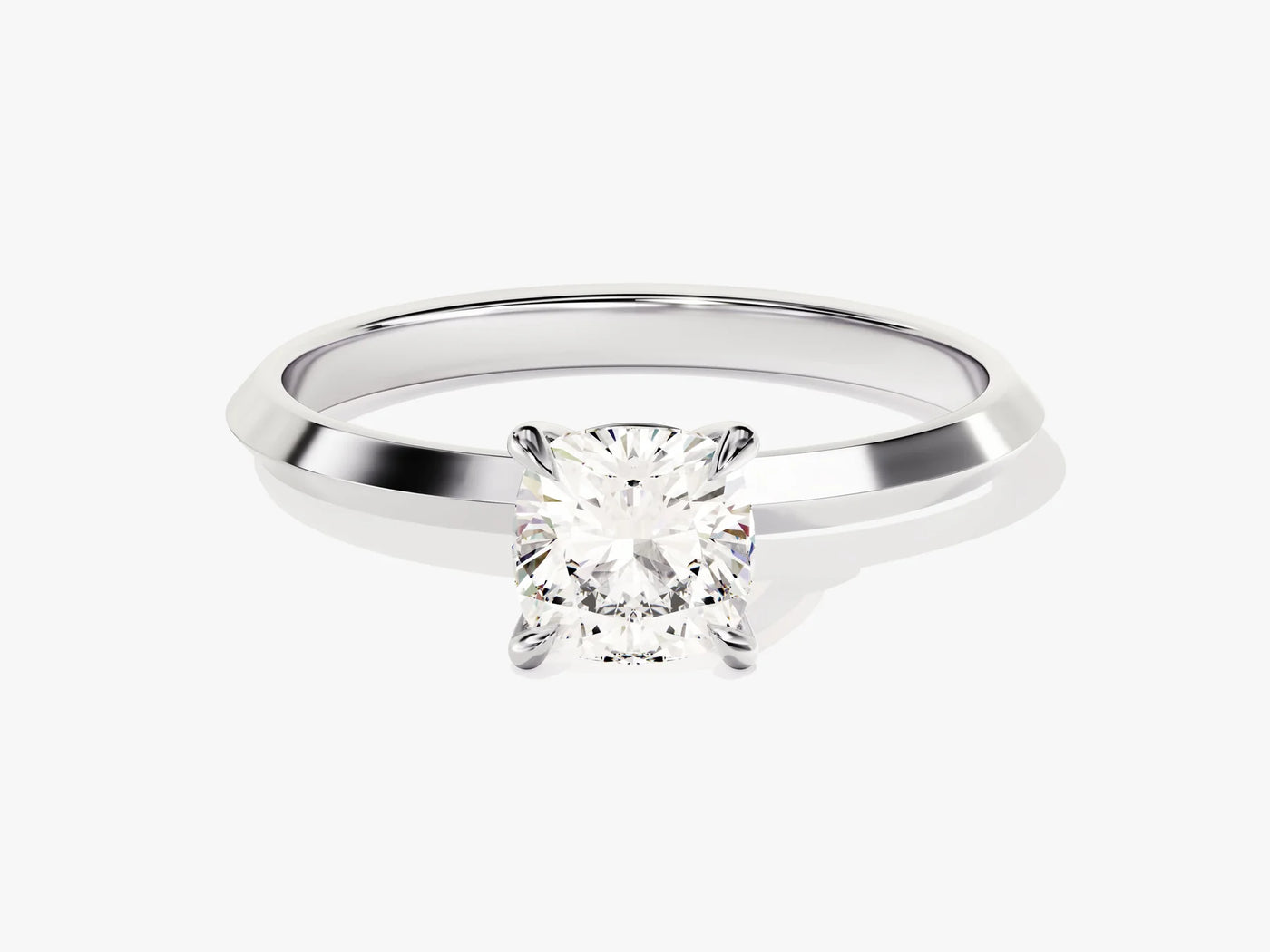 1.0CT Cushion Diamond Knife Edge Solitaire Moissanite Engagement Ring