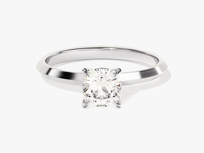 1.0CT Cushion Diamond Knife Edge Solitaire Moissanite Engagement Ring