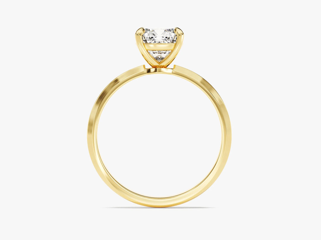1.50CT Cushion Diamond Knife Edge Solitaire Moissanite Engagement Ring