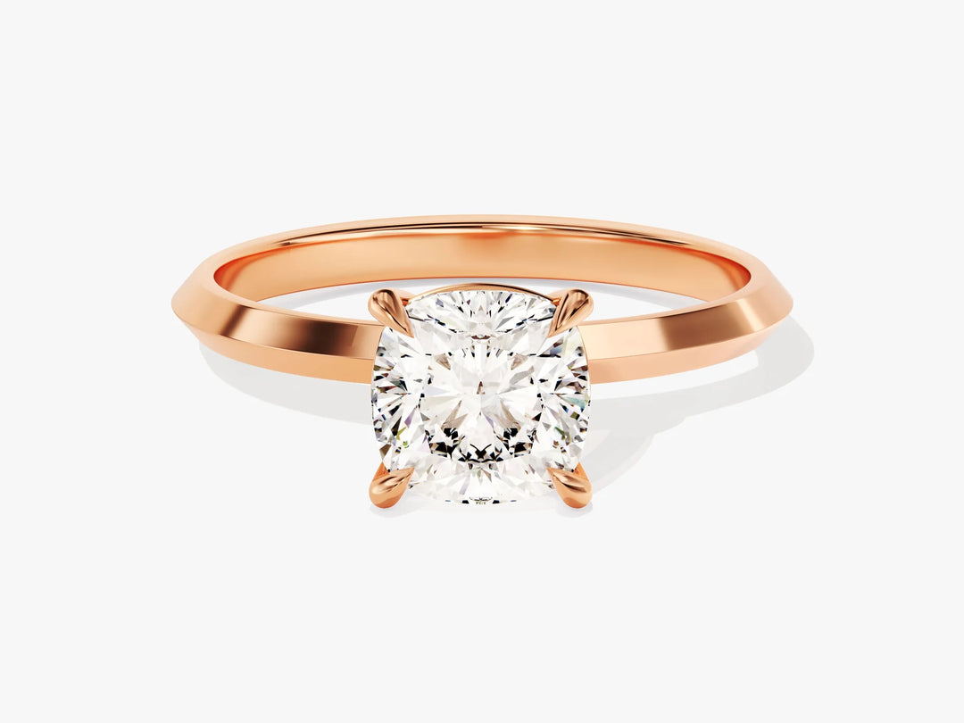 1.50CT Cushion Diamond Knife Edge Solitaire Moissanite Engagement Ring