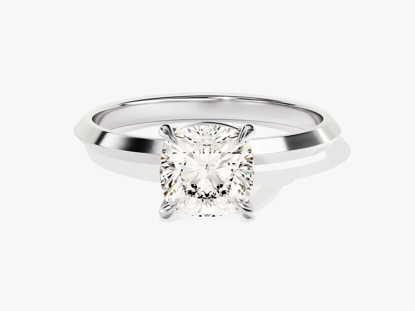 1.50CT Cushion Diamond Knife Edge Solitaire Moissanite Engagement Ring