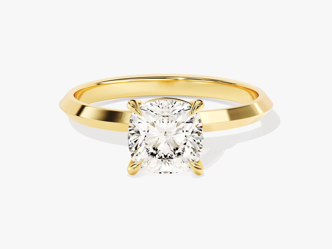 1.50CT Cushion Diamond Knife Edge Solitaire Moissanite Engagement Ring