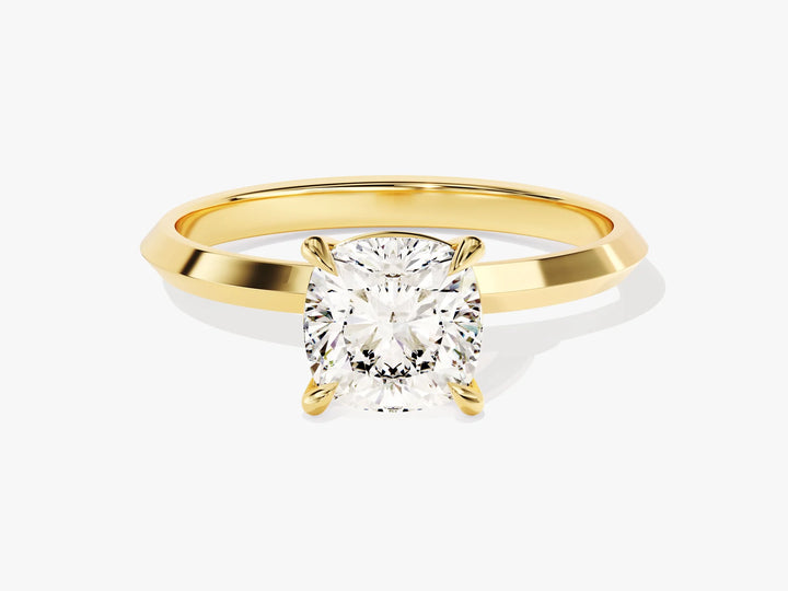 1.50CT Cushion Diamond Knife Edge Solitaire Moissanite Engagement Ring