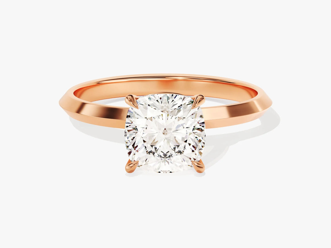 2.0CT Cushion Diamond Kinfe Edge Solitaire Moissanite Engagement Ring