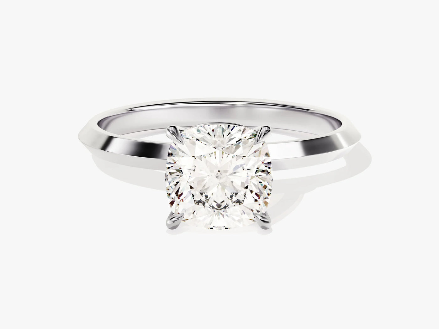 2.0CT Cushion Diamond Kinfe Edge Solitaire Moissanite Engagement Ring