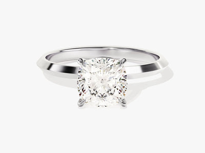 2.0CT Cushion Diamond Kinfe Edge Solitaire Moissanite Engagement Ring