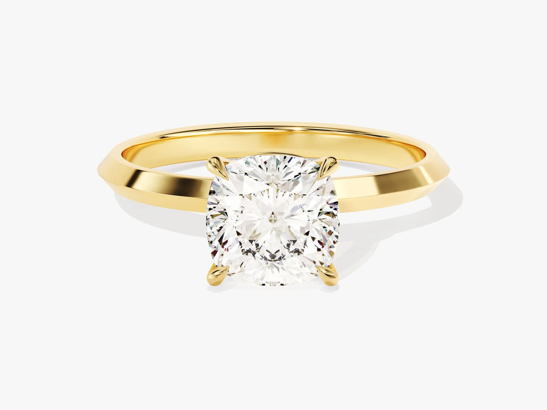 2.0CT Cushion Diamond Kinfe Edge Solitaire Moissanite Engagement Ring