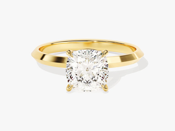 2.0CT Cushion Diamond Kinfe Edge Solitaire Moissanite Engagement Ring