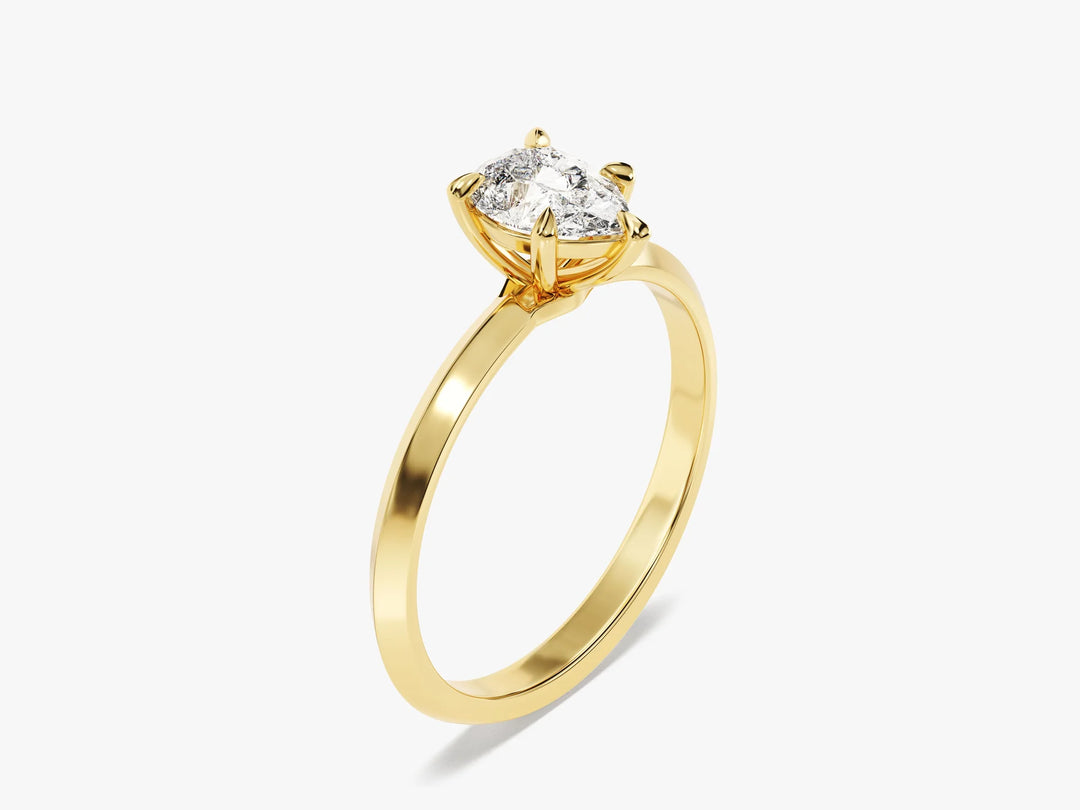 1.0CT Pear Diamond Knife Edge Solitaire Moissanite Engagement Ring