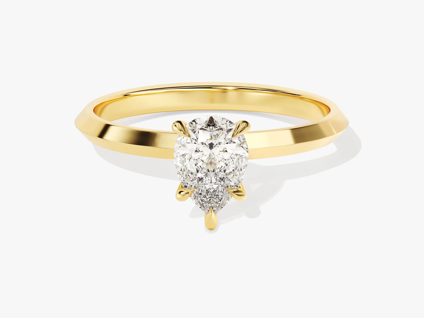 1.0CT Pear Diamond Knife Edge Solitaire Moissanite Engagement Ring