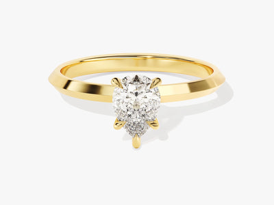1.0CT Pear Diamond Knife Edge Solitaire Moissanite Engagement Ring