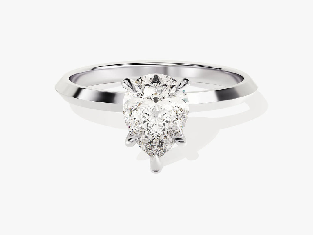 1.50CT Pear Diamond Knife Edge Solitaire Moissanite Engagement Ring