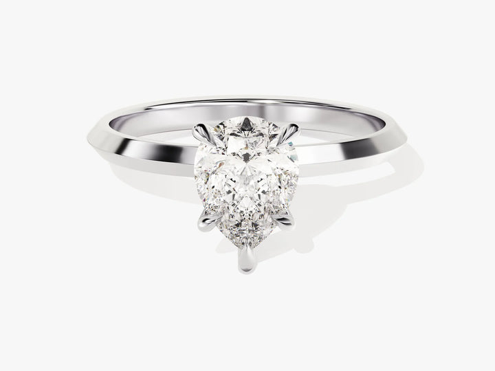 1.50CT Pear Diamond Knife Edge Solitaire Moissanite Engagement Ring