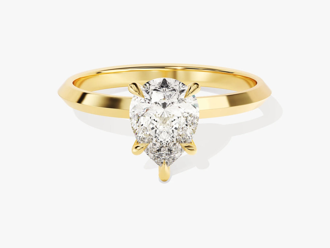 1.50CT Pear Diamond Knife Edge Solitaire Moissanite Engagement Ring