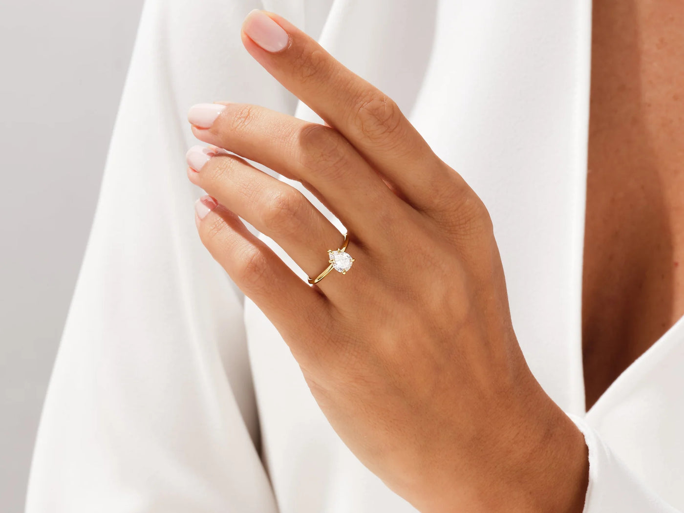 1.50CT Pear Diamond Knife Edge Solitaire Moissanite Engagement Ring