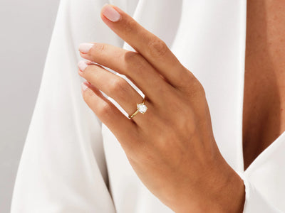 1.50CT Pear Diamond Knife Edge Solitaire Moissanite Engagement Ring