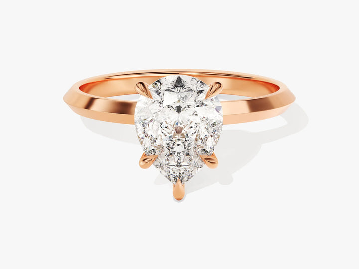 2.0CT Pear Diamond Kinfe Edge Solitaire Moissanite Engagement Ring
