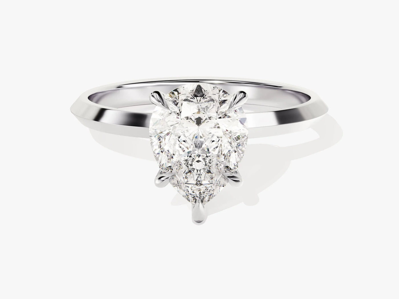2.0CT Pear Diamond Kinfe Edge Solitaire Moissanite Engagement Ring