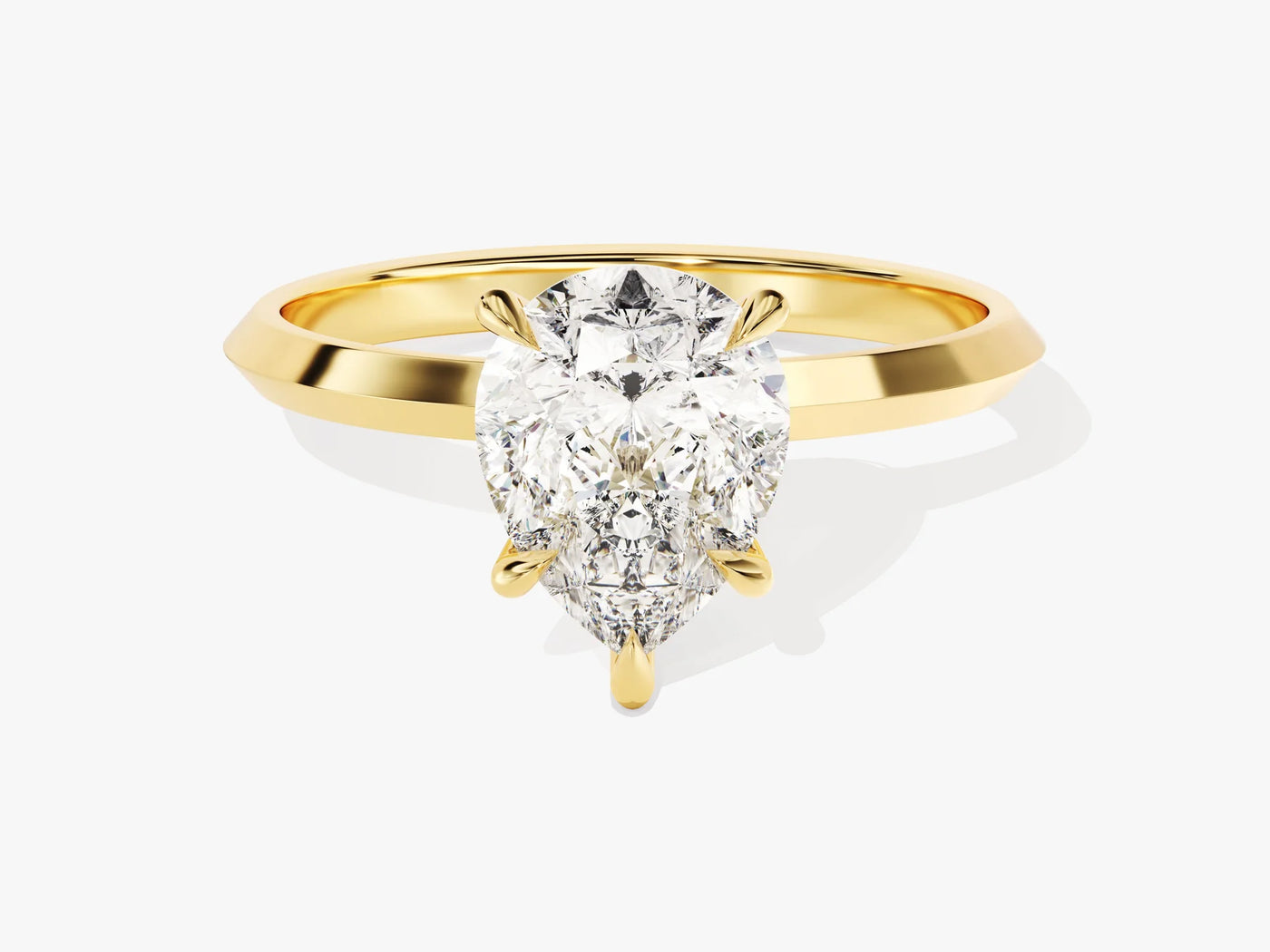 2.0CT Pear Diamond Kinfe Edge Solitaire Moissanite Engagement Ring