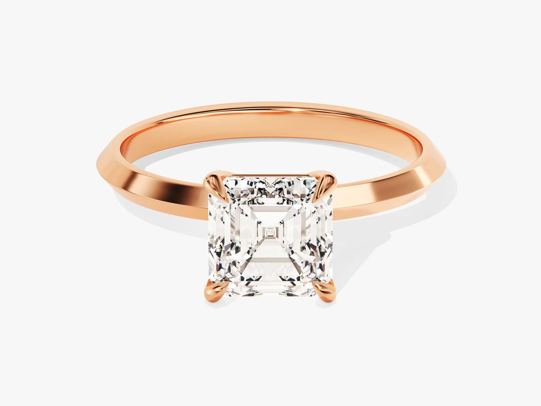 1.50CT Asscher Diamond Knife Edge Solitaire Moissanite Engagement Ring
