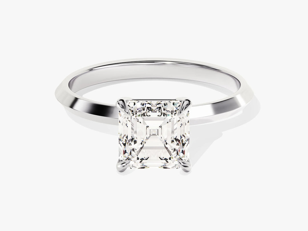 1.50CT Asscher Diamond Knife Edge Solitaire Moissanite Engagement Ring