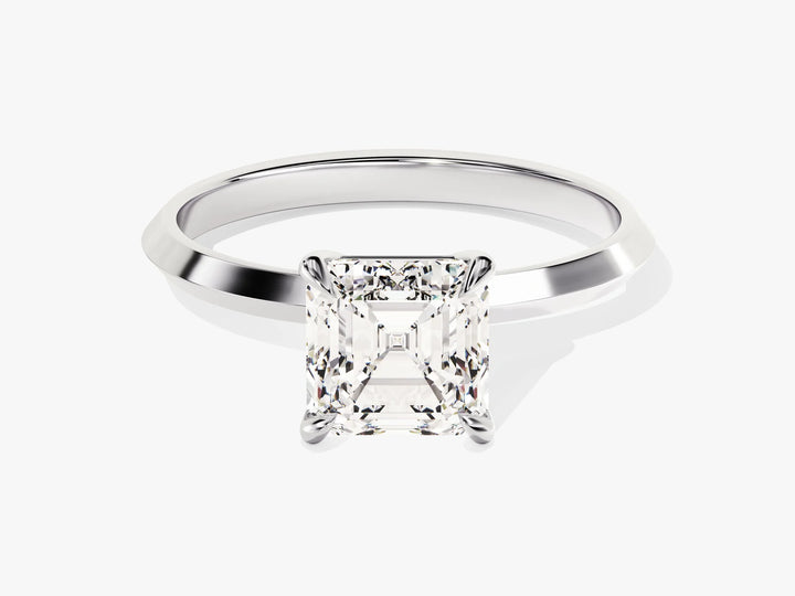 1.50CT Asscher Diamond Knife Edge Solitaire Moissanite Engagement Ring