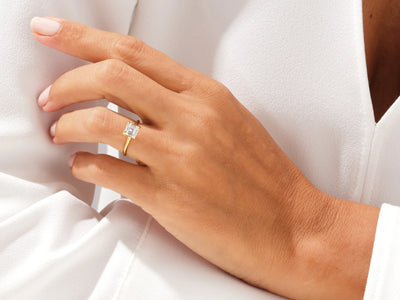 1.50CT Asscher Diamond Knife Edge Solitaire Moissanite Engagement Ring