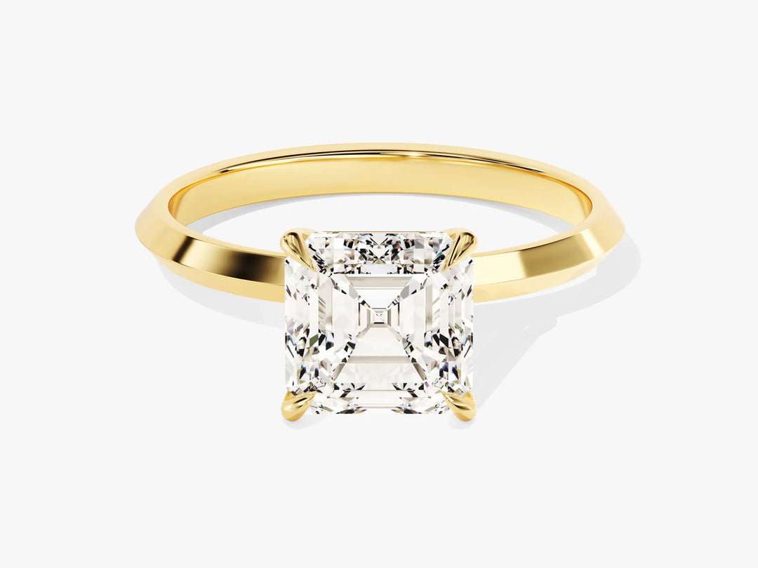2.0CT Asscher Diamond Kinfe Edge Solitaire Moissanite Engagement Ring