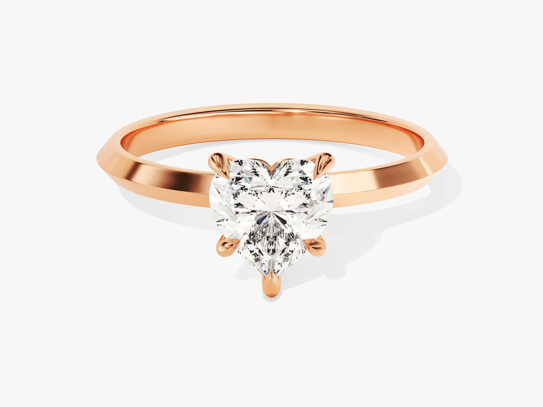 1.0CT Heart Diamond Knife Edge Solitaire Moissanite Engagement Ring