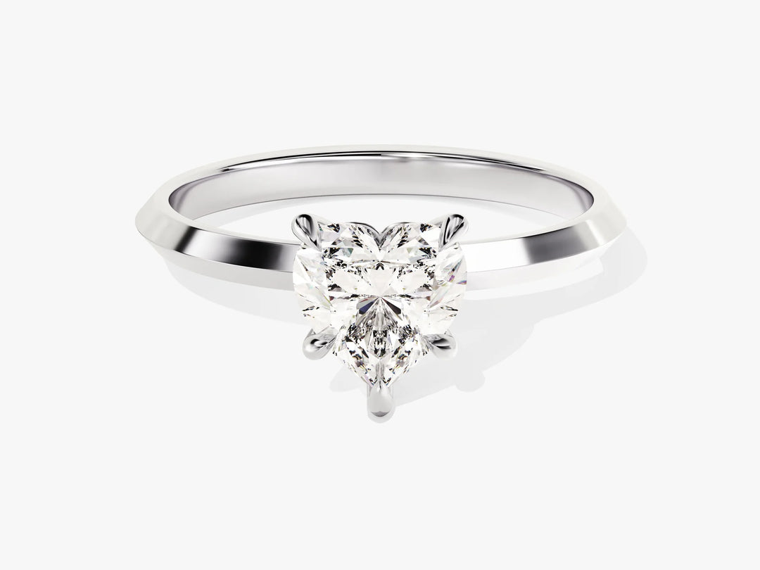 1.0CT Heart Diamond Knife Edge Solitaire Moissanite Engagement Ring