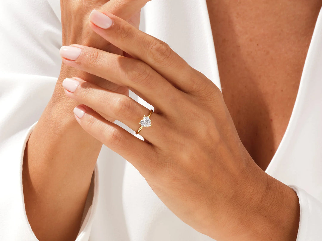 1.0CT Heart Diamond Knife Edge Solitaire Moissanite Engagement Ring