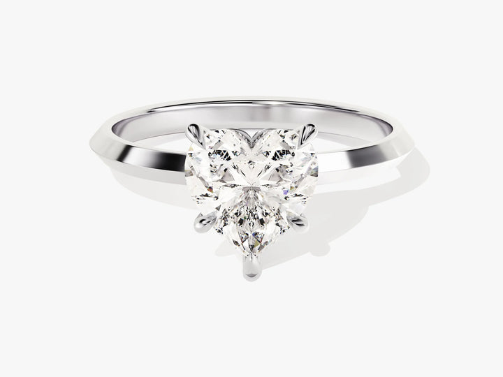 1.50CT Heart Diamond Knife Edge Solitaire Moissanite Engagement Ring