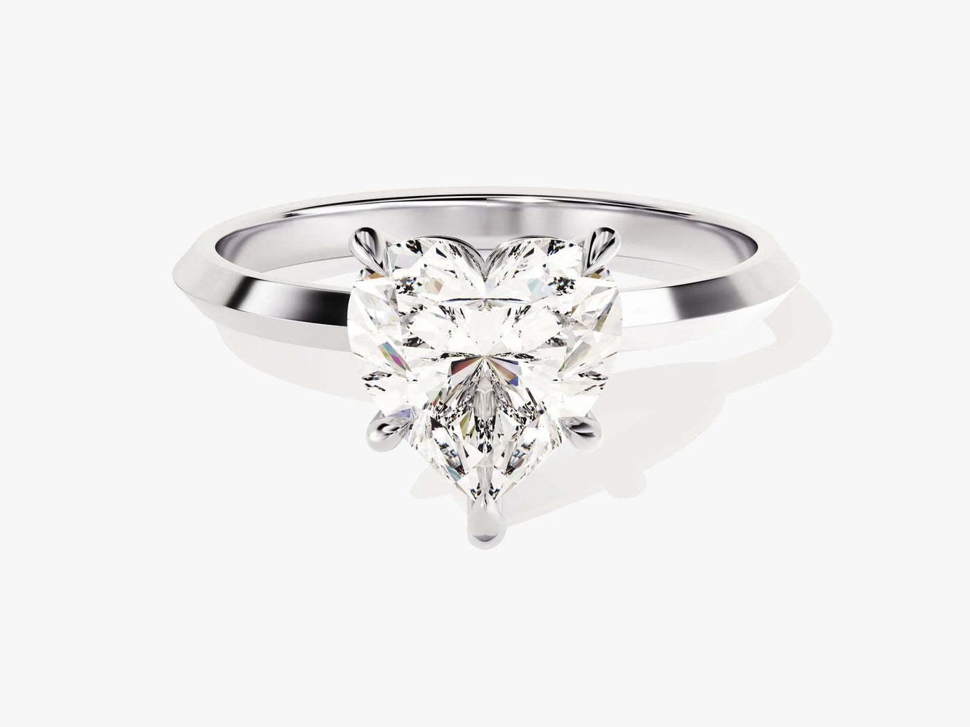 2.0CT Heart Diamond Kinfe Edge Solitaire Moissanite Engagement Ring