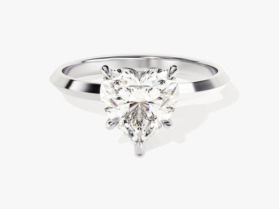 2.0CT Heart Diamond Kinfe Edge Solitaire Moissanite Engagement Ring