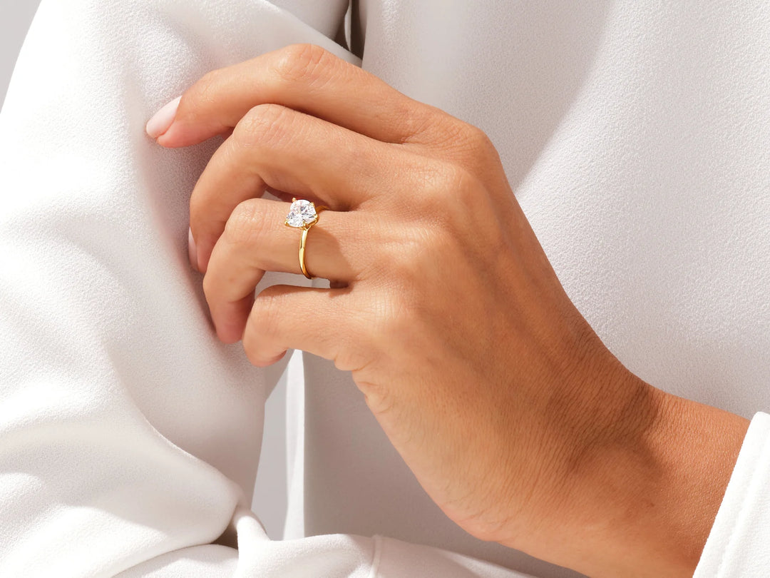 2.0CT Heart Diamond Kinfe Edge Solitaire Moissanite Engagement Ring