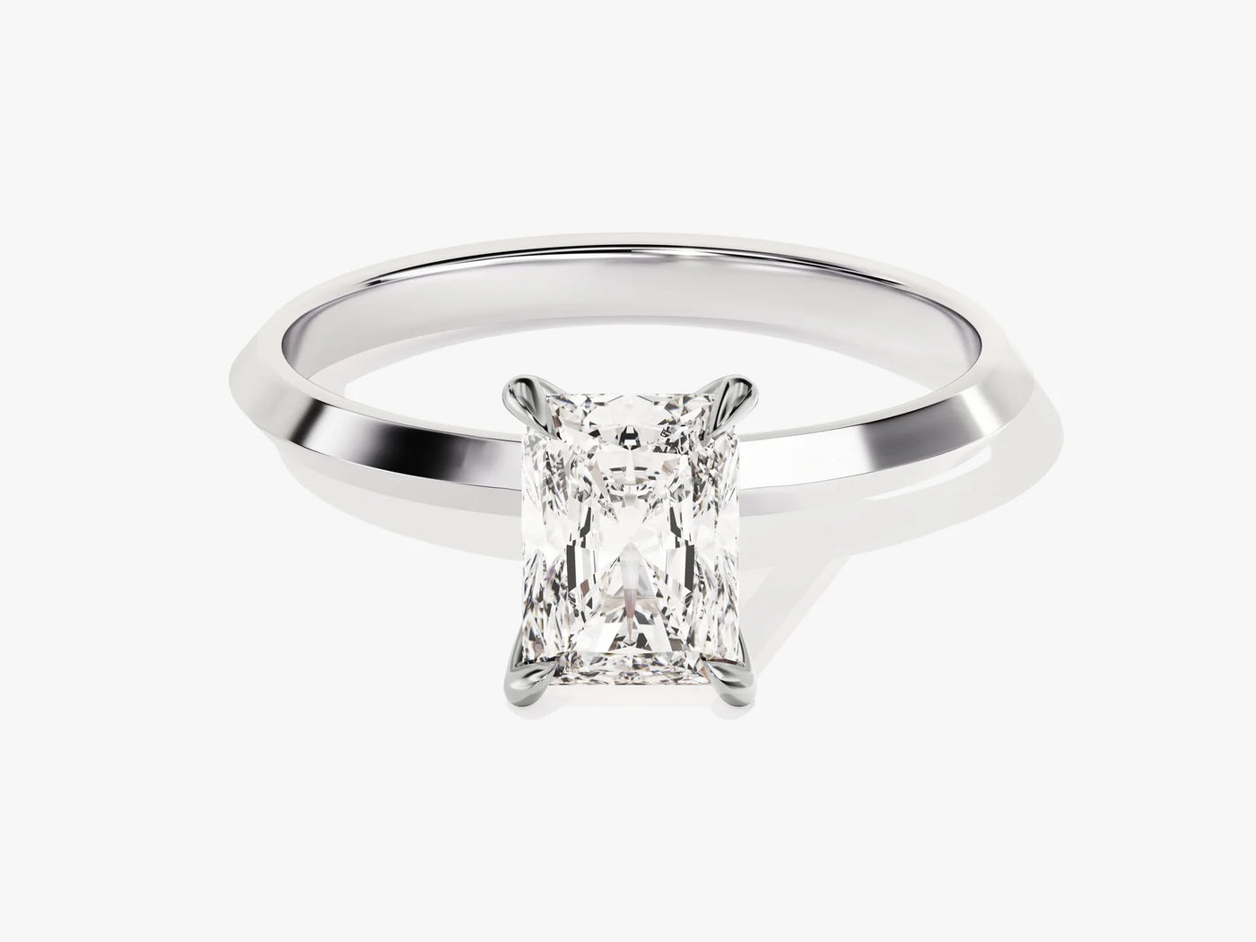 1.0CT Radiant Diamond Knife Edge Solitaire Moissanite Engagement Ring