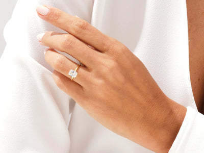 1.50CT Radiant Diamond Knife Edge Solitaire Moissanite Engagement Ring