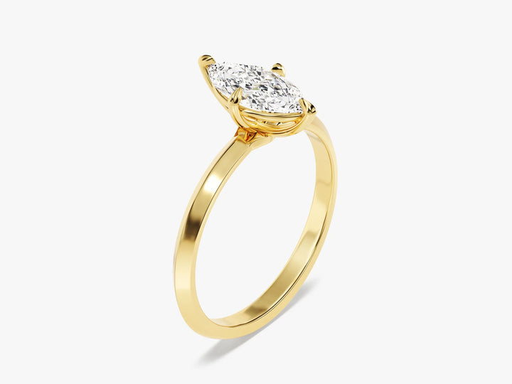 1.0CT Marquise Diamond Knife Edge Solitaire Moissanite Engagement Ring