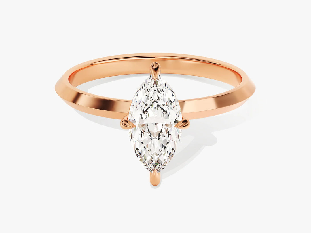 1.0CT Marquise Diamond Knife Edge Solitaire Moissanite Engagement Ring