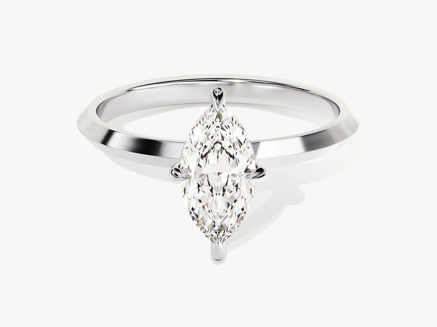1.0CT Marquise Diamond Knife Edge Solitaire Moissanite Engagement Ring