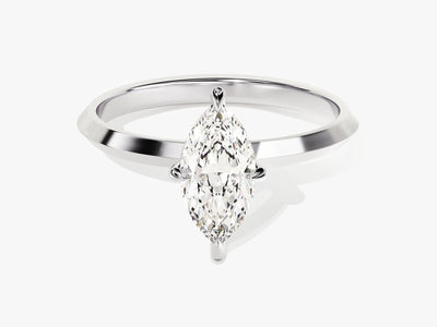 1.0CT Marquise Diamond Knife Edge Solitaire Moissanite Engagement Ring