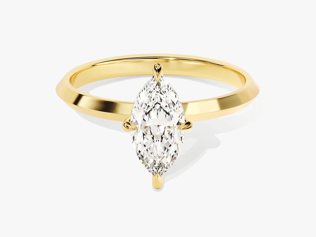 1.0CT Marquise Diamond Knife Edge Solitaire Moissanite Engagement Ring